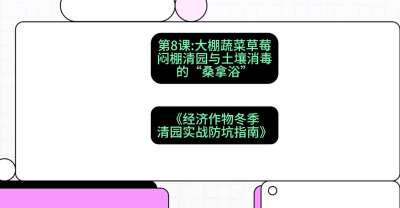 第8节：【大棚蔬菜草莓】闷棚清园与土壤消毒的&ldquo;桑拿浴&rdquo;，课程：《经济作物冬季清园&middot;实战防坑指南》#识农AI